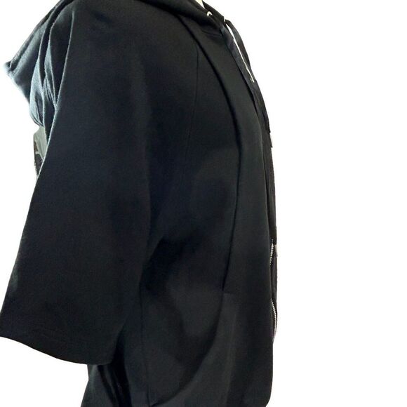 Nicopanda Jacket Women M Black Hoodie Zipper Knit Avant-garde Open Elbow Cutout - Picture 10 of 13